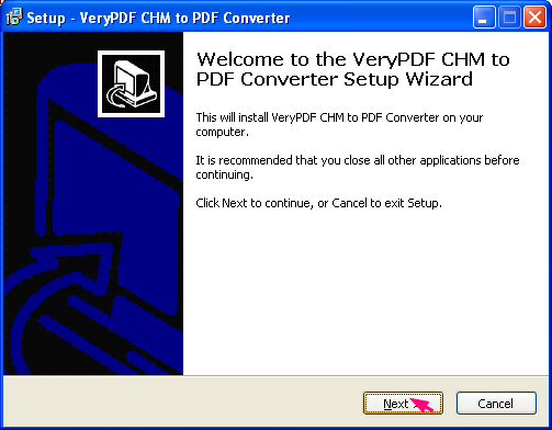 install VeryPDF CHM to PDF Converter: 1