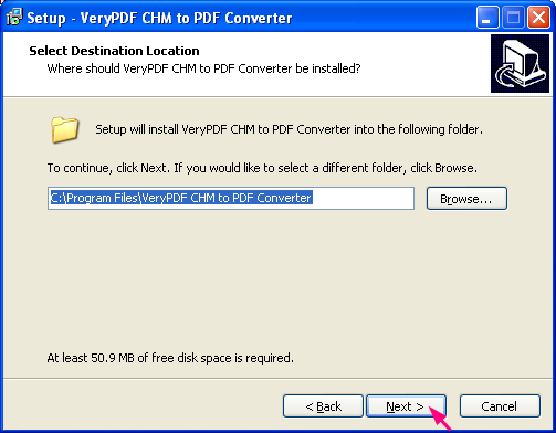install VeryPDF CHM to PDF Converter: 2