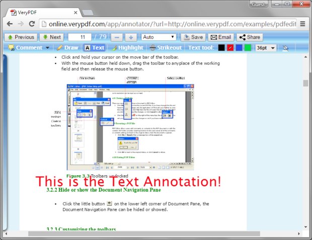Text annotation on PDF pages