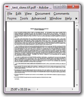 Deskew TIFF file, apply OCR, output to a new PDF file