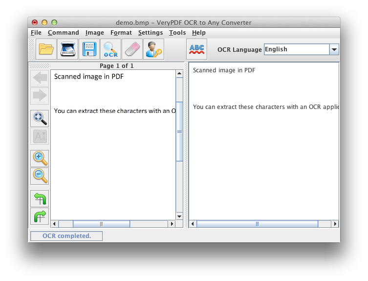  interface of VeryPDF OCR to Any Converter for Mac