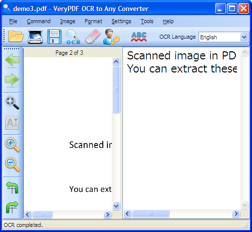user interface of Image Text Recognizer