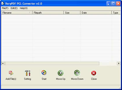  the interface of VeryPDF PCL Converter