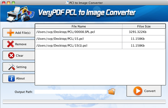main interface of PCL to Image Converter for Mac
