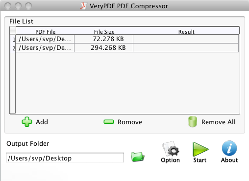 interface of PDF Size Reducer for Mac OS