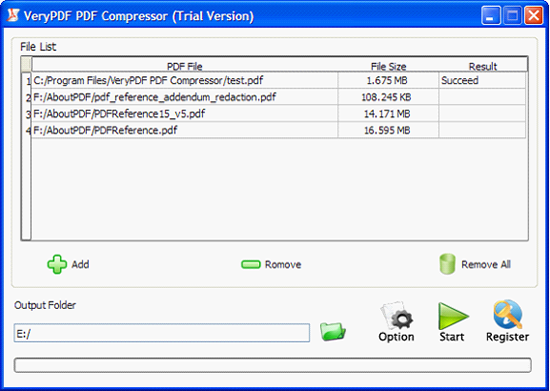 UI of VeryPDF Scanned PDF compressor
