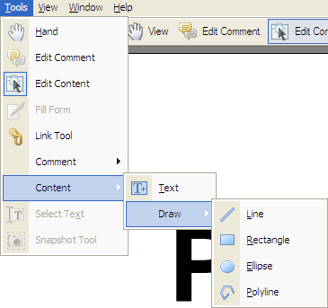 Content menu of VeryPDF PDF Editor