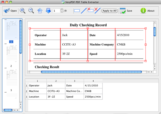 interface of PDF to CSV Table Converter for Mac