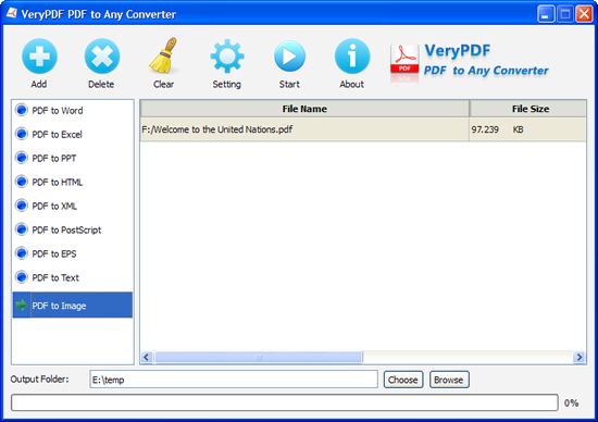 interface of PDF to BMP Converter