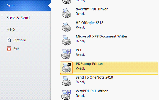 Choose PDFcamp Printer