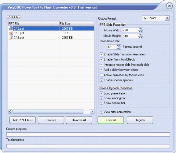 interface of PowerPoint to Flash Converter