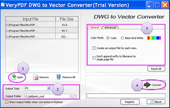 convert DWG to PS