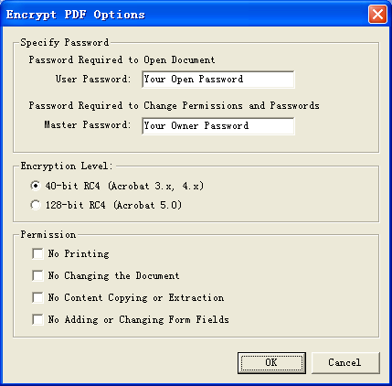 PDF Encrypt options
