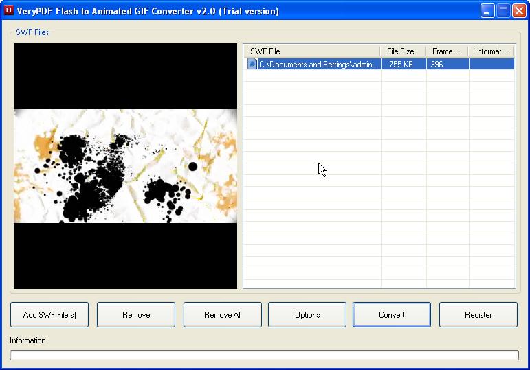 SWF to GIF Animation Converter interface screenshot