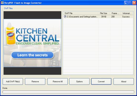  Interface after the conversion from SWF to PCX