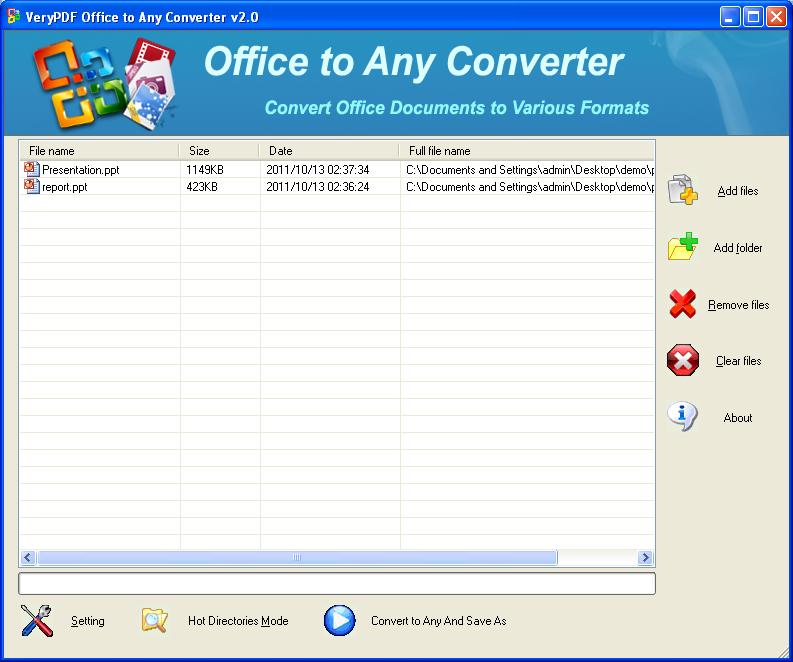 main interface of PowerPoint to EMF Converter