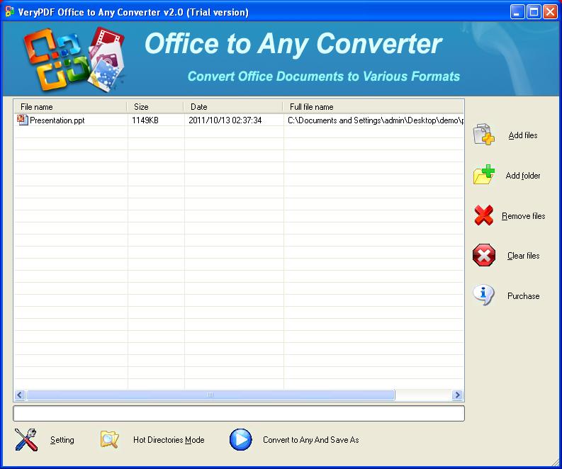 main interface of PowerPoint to PDF Converter
