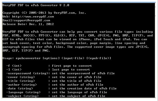 Windows 7 VeryPDF PDF to ePub Converter CMD 2.0 full