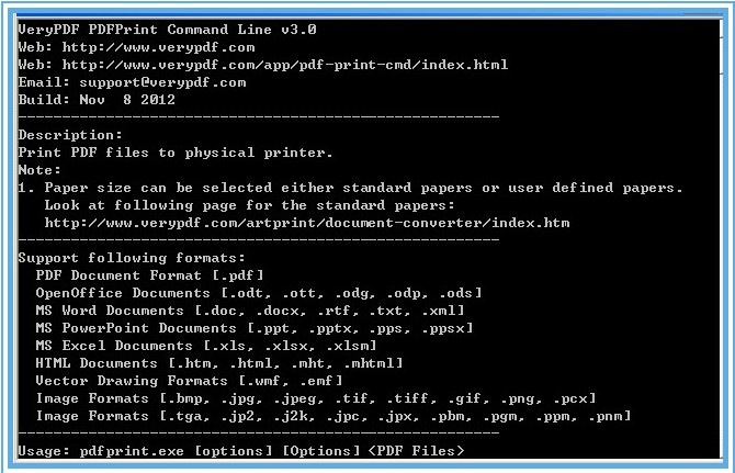 VeryPDF PDFPrint Command Line screenshot