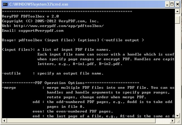 VeryPDF PDF Toolbox Command Line screenshot