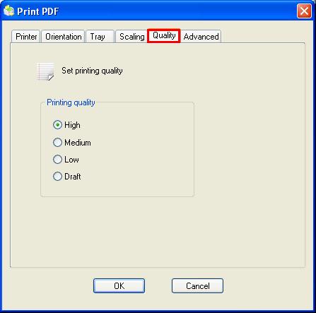 Printing quality setting
