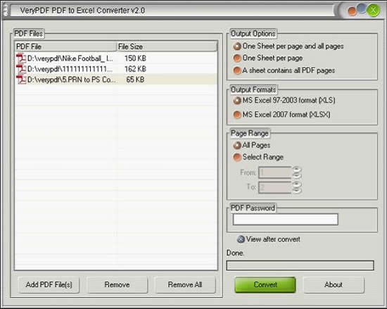 PDF to Excel Batch Converter screenshot