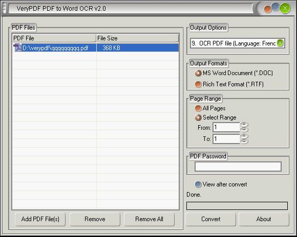  Interface of Scanned PDF to DOC Converter