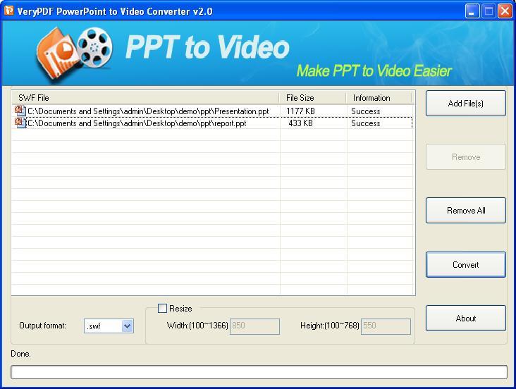 main interface of PowerPoint to ASF Converter