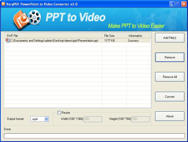 main interface of PowerPoint to MP4 Converter