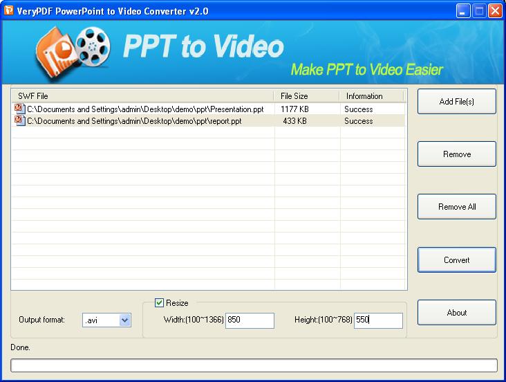 main window of PowerPoint to Video Converter
