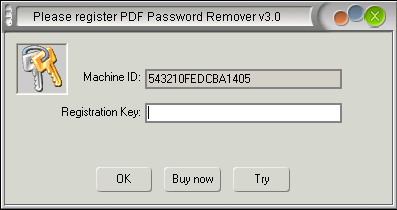 PDF Password Remover Registration Dialog