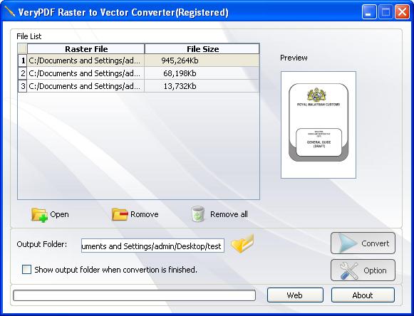 main interface of Raster PDF to DXF Converter
