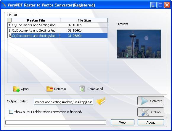 main interface of Raster to DXF Vector Converter