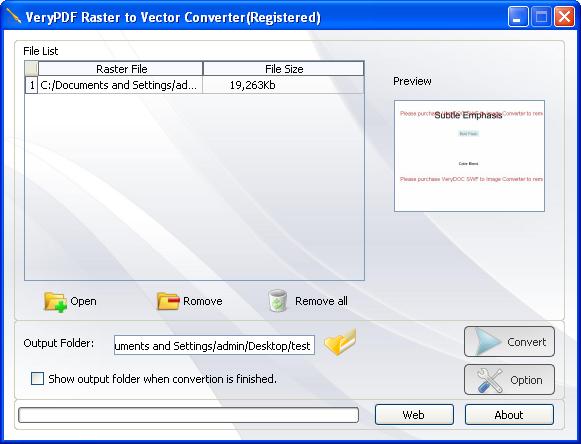 UI of PGM to Vector Converter