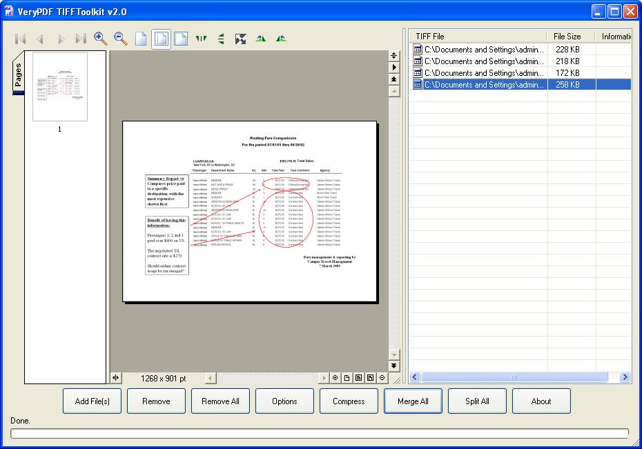 main interface window form of TIFF Combiner