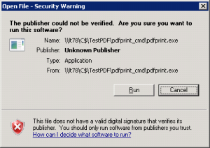 pdfprint warning message box