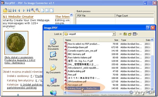 panel of adding PDF files with pop dialog box and preview of PDF files