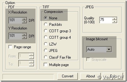 edit DPI, compression mode and image bitcount and click Convert button