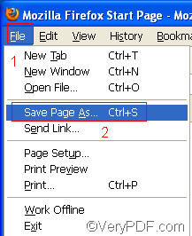 open the “Save As” dialog box ---the first step to convert HTTP link to PDF