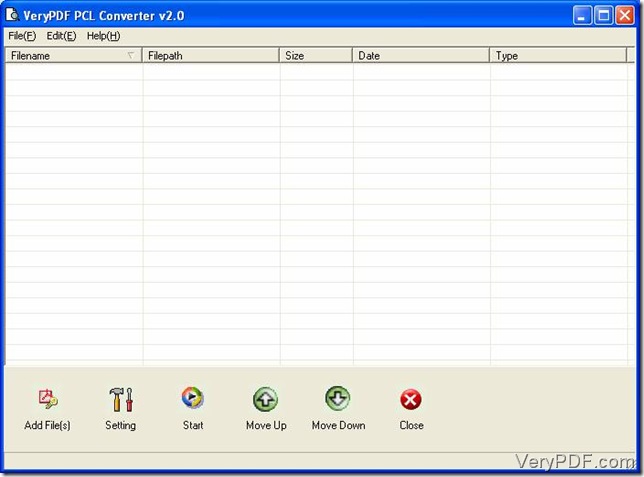 the running window of VeryPDF PCL Converter