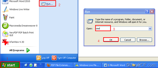 open the comand line---the second step to convert web page to pdf