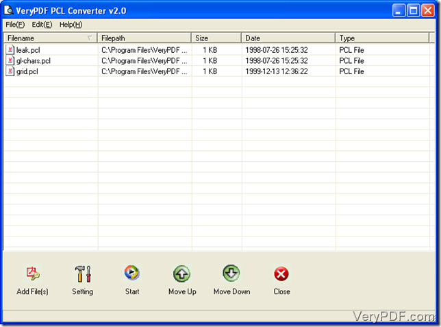 pcl files are displayed in the file list.
