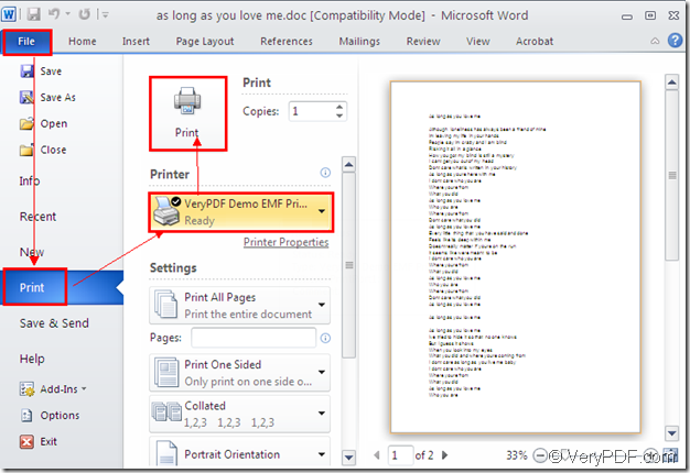 print ms office to emf