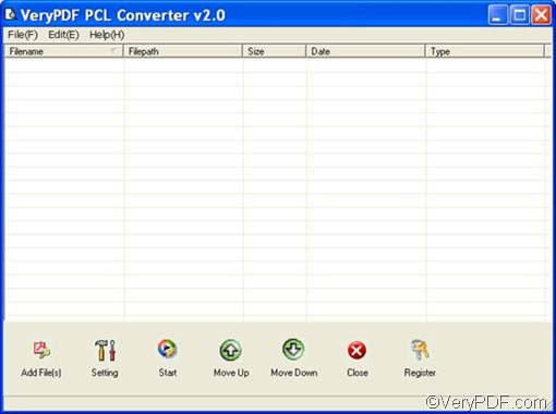 the demo version of VeryPDF PCL Converter