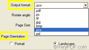 set ouput format and set page orientation