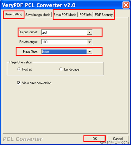set options to convert PXL to PDF and fit to paper size