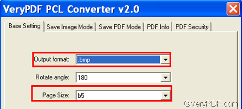 set options to convert PRN to bitmap and fit to paper size