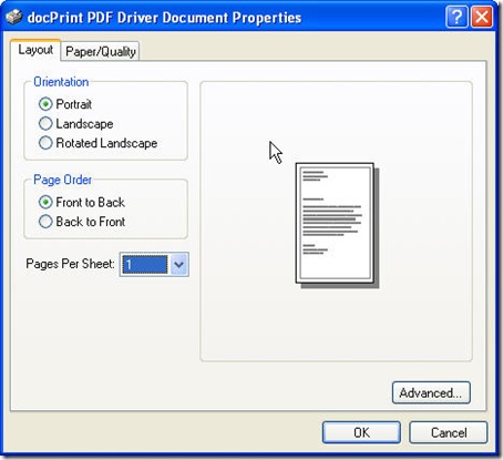docPrint PDF Driver options