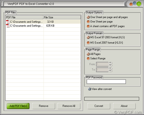 Convert PDF to Microsoft Excel 2007 | VeryPDF Knowledge Base