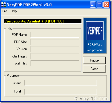 main window of PDF2Word Converter